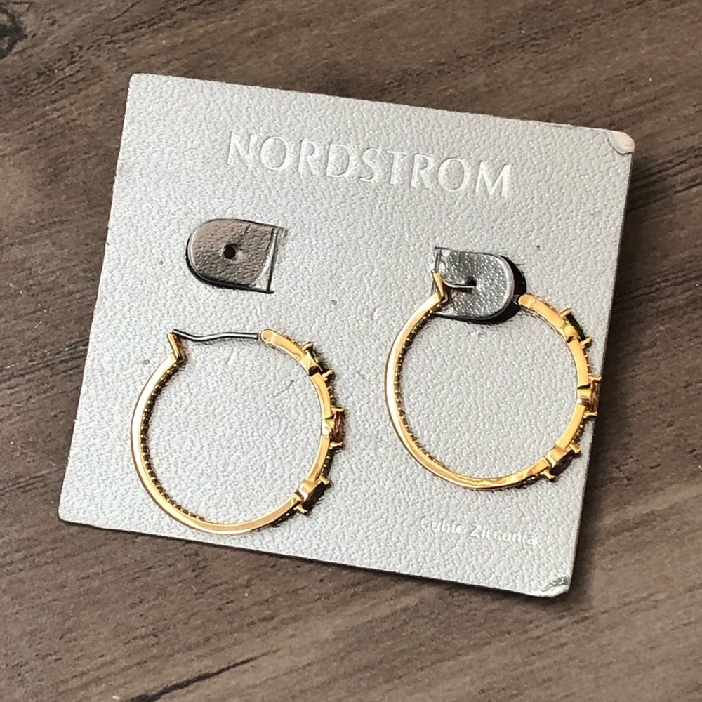 New Nordstrom inside out cubic zirconia hoop earrings - Picture 2 of 8